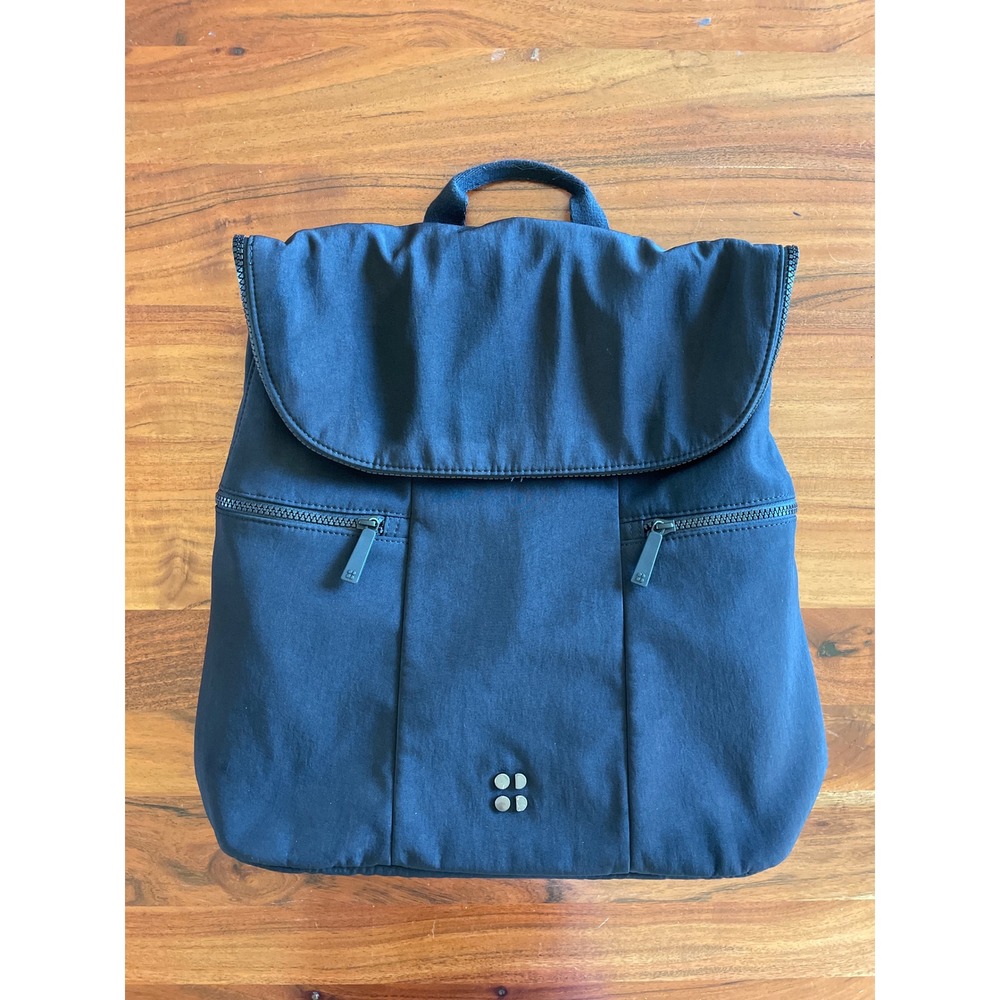Sweaty Betty All Sport Backpack Black Scuba Gym Commuter Bag Fold Over Zip
